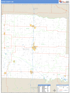 Bates County, Missouri Zip Code Wall Map