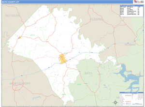 Bath County, Kentucky Zip Code Wall Map