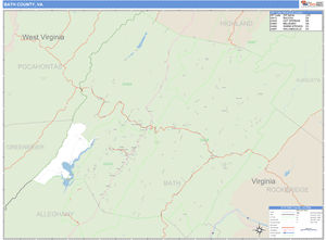 Bath County, Virginia Zip Code Wall Map