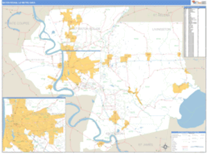 Baton Rouge, Louisiana Metro Area Wall Map