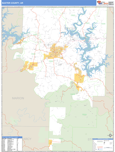 Baxter County, Arkansas Zip Code Wall Map Market Maps (IDI)