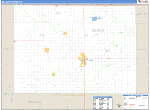 Beadle County, South Dakota Zip Code Wall Map