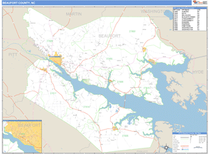 Beaufort County, North Carolina Zip Code Wall Map