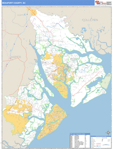 Beaufort County, South Carolina Zip Code Wall Map