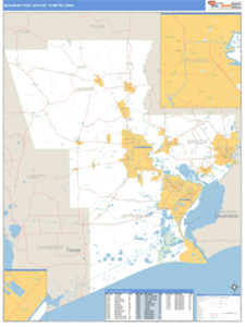 Beaumont-Port Arthur, Texas Metro Area Wall Map