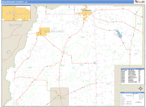 Beauregard County, Louisiana Zip Code Wall Map
