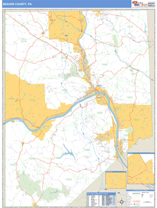 Beaver County, Pennsylvania Zip Code Wall Map