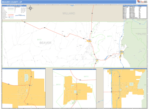 Beaver County, Utah Zip Code Wall Map