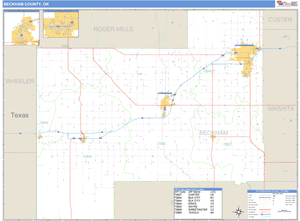Beckham County, Oklahoma Zip Code Wall Map