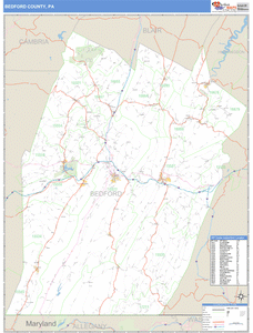 Bedford County, Pennsylvania Zip Code Wall Map