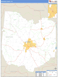 Bedford County, Tennessee Zip Code Wall Map
