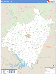 Bedford County, Virginia Zip Code Wall Map