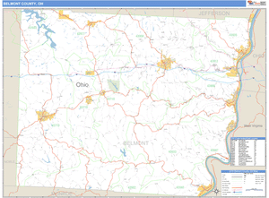 Belmont County, Ohio Zip Code Wall Map