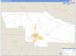 Ben Hill County, Georgia Zip Code Wall Map