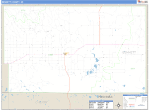 Bennett County, South Dakota Zip Code Wall Map