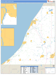 Benton Harbor, Michigan Metro Area Wall Map