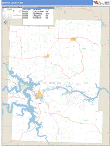 Benton County, Missouri Zip Code Wall Map