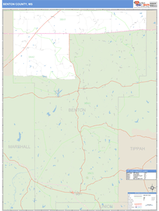 Benton County, Mississippi Zip Code Wall Map
