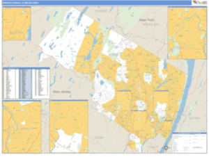Bergen-Passaic, New Jersey Metro Area Wall Map