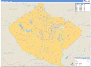 Bibb County, Georgia Zip Code Wall Map