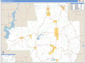 Bienville County, Louisiana Zip Code Wall Map