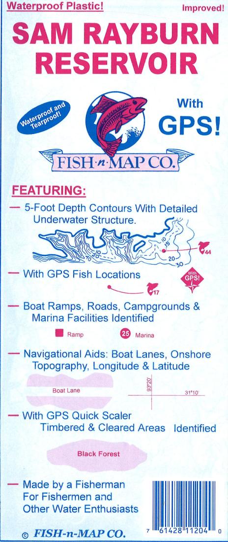 Cover of Sam Rayburn Reservoir Fishing Map by Fish-n-Map Company