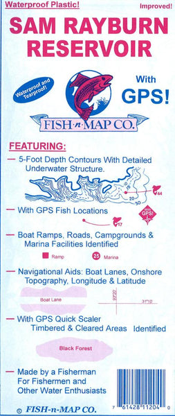 Cover of Sam Rayburn Reservoir Fishing Map by Fish-n-Map Company