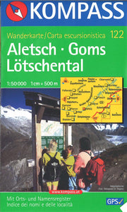 Aletsch - Goms - Lotschental Hiking Map By Kompass