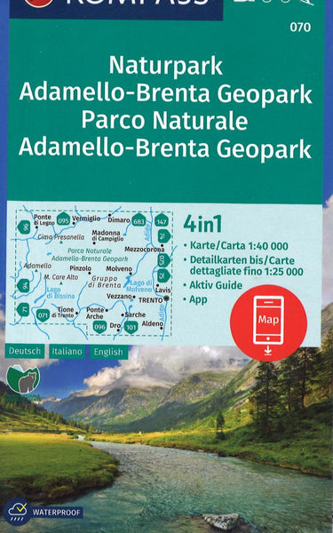 Cover of Naturpark Adamello-Brenta Geopark Hiking Map By Kompass