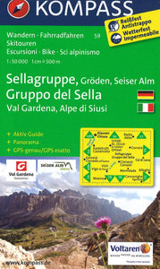 Sellagruppe/Gruppo di Sella Hiking Map By Kompass