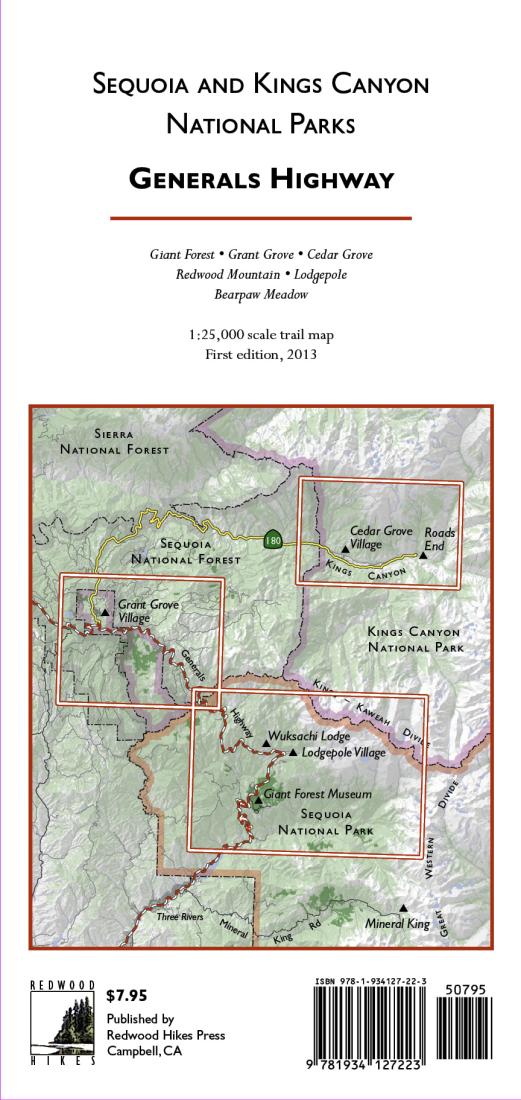 Cover of Sequoia and Kings Canyon National Parks, Generals Highway by Redwood Hikes Press