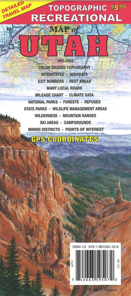 Cover of Utah, Topographic Recreational Map by GTR Mapping