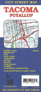 Tacoma and Puyallup, Washington City Street Map by GM Johnson