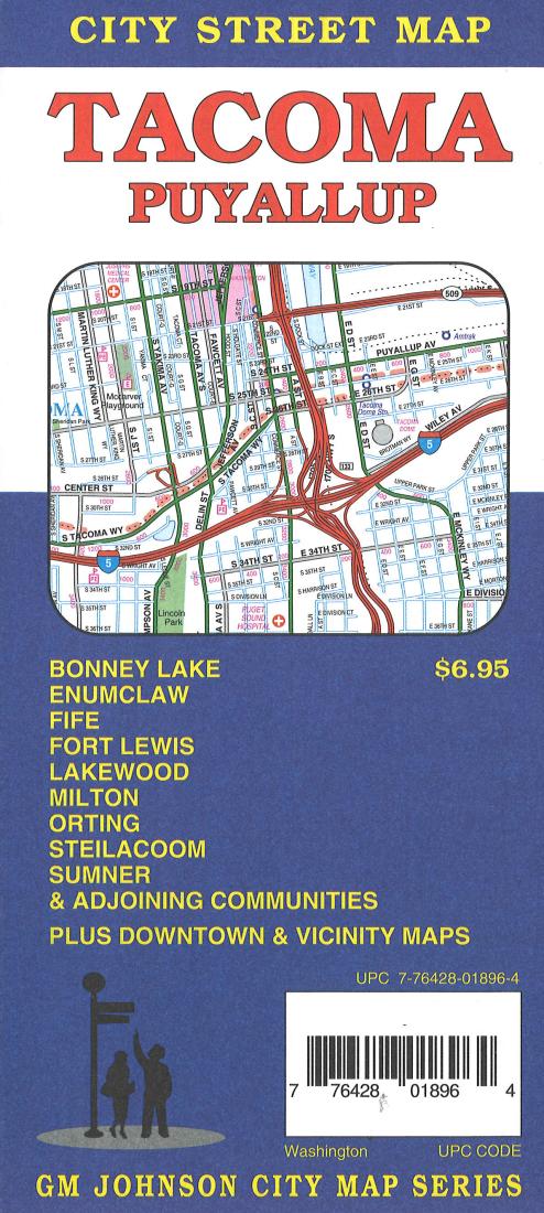 Cover of Tacoma and Puyallup, Washington City Street Map by GM Johnson