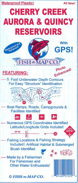 Cover of Cherry Creek, Aurora, & Quincy Reservoirs Fishing Map by Fish-n-Map Company