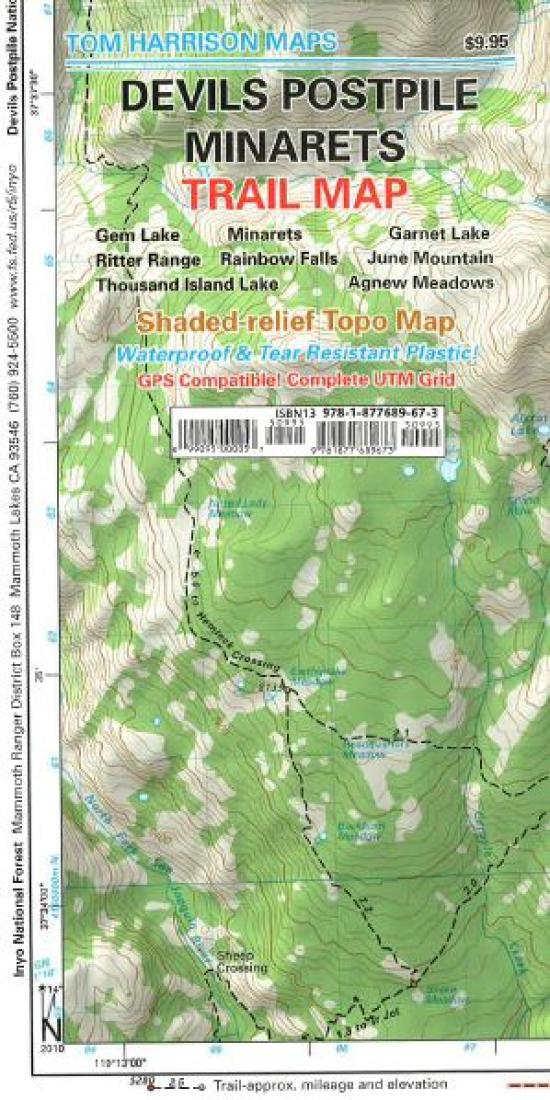 Cover of folded Map of Devil's Postpile, California by Tom Harrison Maps