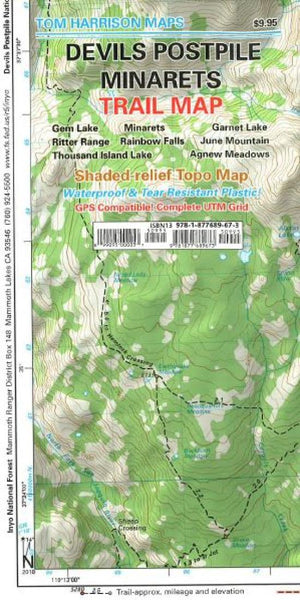 Cover of folded Map of Devil's Postpile, California by Tom Harrison Maps