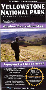 Yellowstone National Park, Wyoming, Montana and Idaho Outdoor Recreation Map with Topographic Shaded Relief by Beartooth Publishing