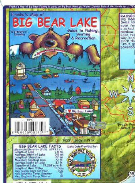 Cover of California Map & Fish Card, Franko's Guide to the Fish of Big Bear Lake,