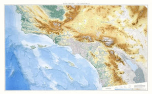 California, Southern, Physical, Laminated by Raven Maps
