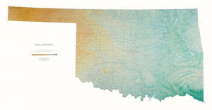 Oklahoma, Physical, Laminated Wall Map by Raven Maps