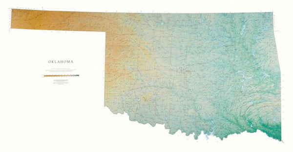 Cover of Oklahoma Physical Laminated Wall Map by Raven Maps 