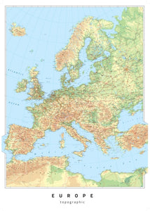 Europe Topographic Wall Map by Oxford Cartographers