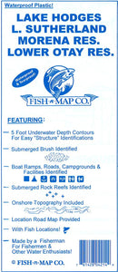 Hodges, Sutherland Lake, Morena Reservoir, Lower Otay (California) fishing map by Fish-n-Map Company