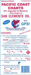 Pacific Coast charts (Coronado Island to Point Arguello and San Clemente) Fishing Map by Fish-n-Map Company