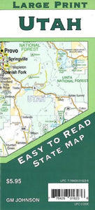 Utah Large Print State Map by GM Johnson