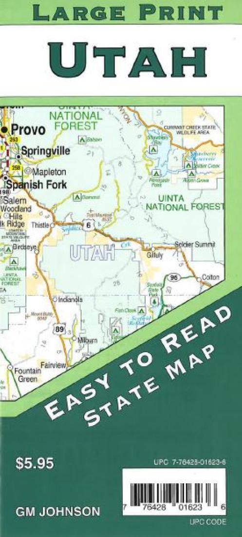 Cover of Utah Large Print State Map by GM Johnson