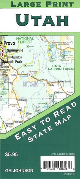 Cover of Utah Large Print State Map by GM Johnson