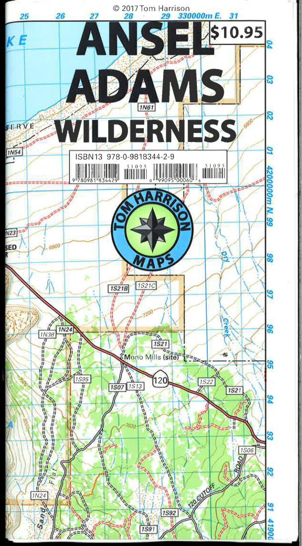 Cover of folded Map of Ansel Adams Wilderness, California by Tom Harrison Maps