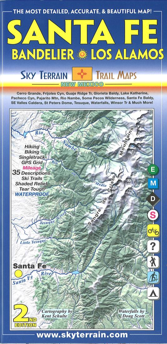 Cover of Santa Fe, Bandelier, and Los Alamos Hiking Map by Sky Terrain